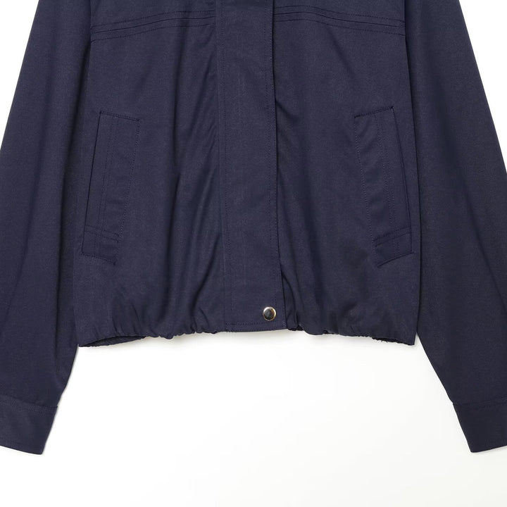 Women's short bomber-style jacket with contrasting embossed faux leather collar Amarae