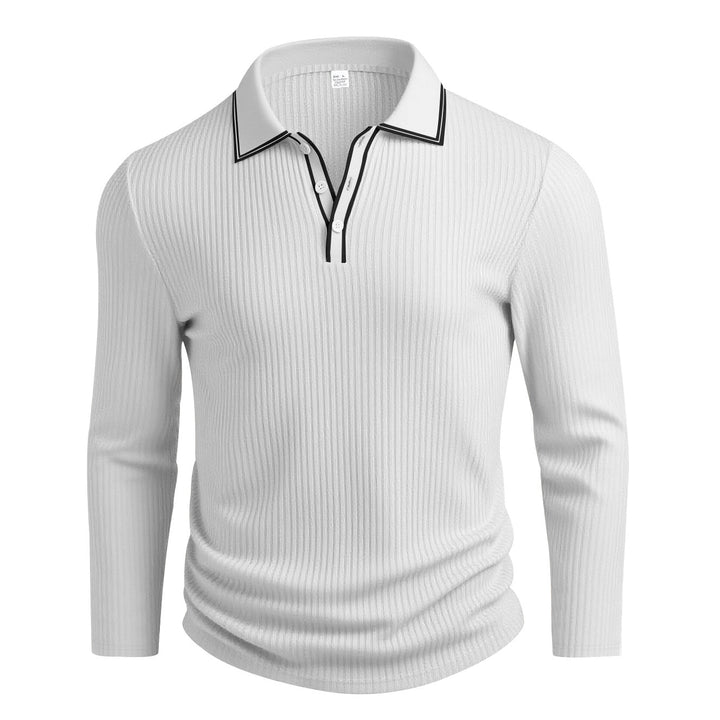 Men's Long Sleeve Polo Shirt with Textured Design Lune London