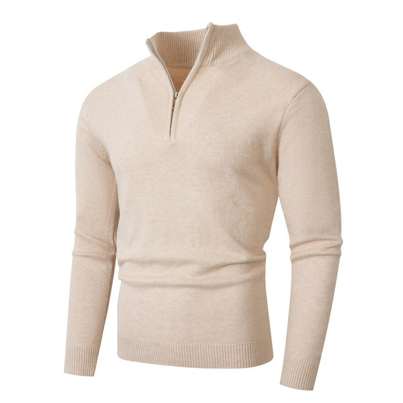 Men's sweater with half-zip modern and fine ribbed structure Lune London