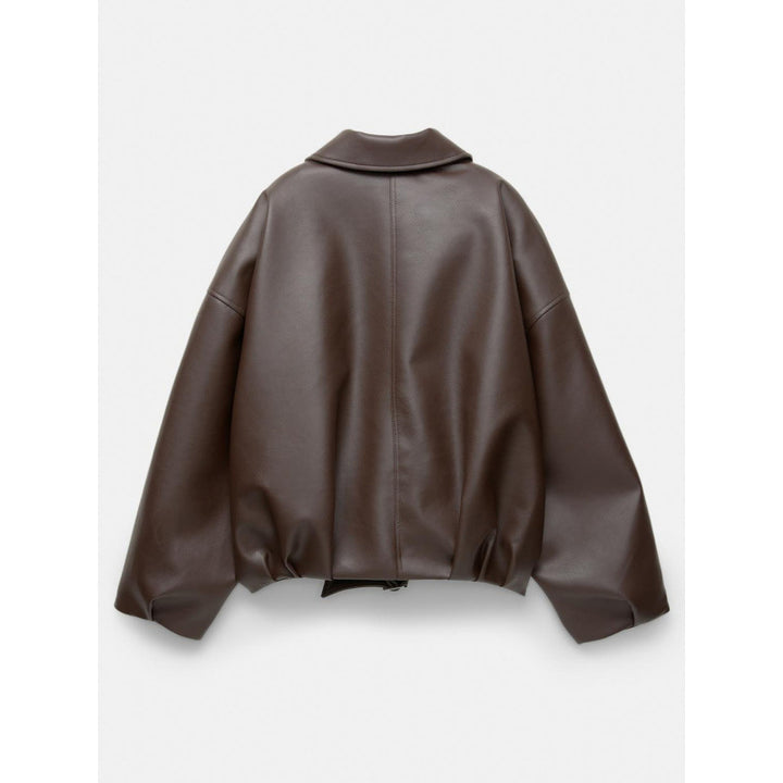 Women Oversized Leatherette Blouson with Waist Belt Amarae
