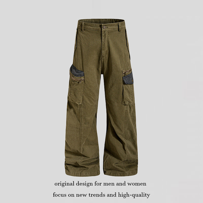 Women's wide culotte cargo pants with multi-pockets and texture inserts Amarae