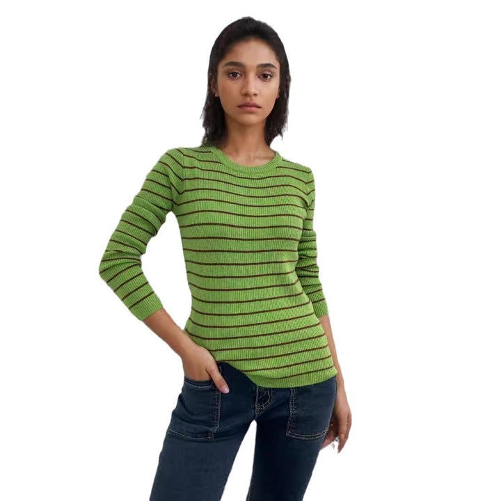 Sweat à côtes pour femmes avec design rayé et manches longues Chic & Stil
