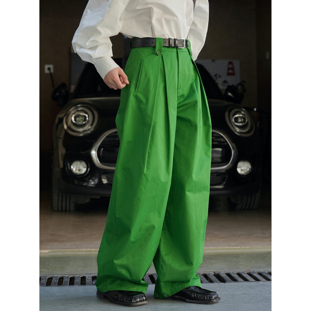 Ladies Wide High-Waist Pleated Balloon Pants made of Cotton Blend with Side Pockets Amarae