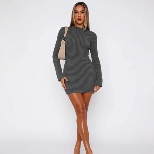 Fitted mini knit dress for women with long sleeves Amarae