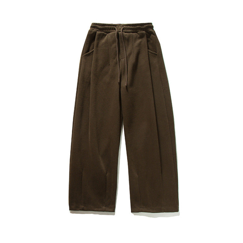 Unisex Wide Jogging Pants with Pleats, Elastic Drawstring and Side Pockets Amarae