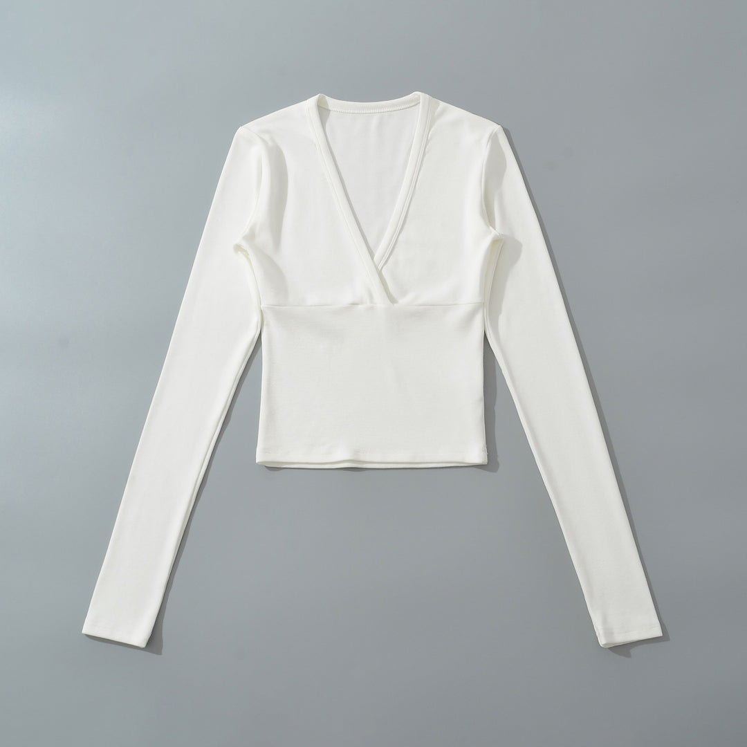 Women's wrap shirt with V-neck and fitted dividing seam Amarae