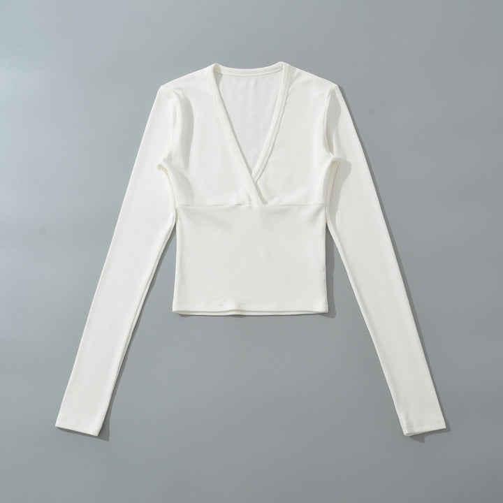 Women's wrap shirt with V-neck and fitted dividing seam Amarae