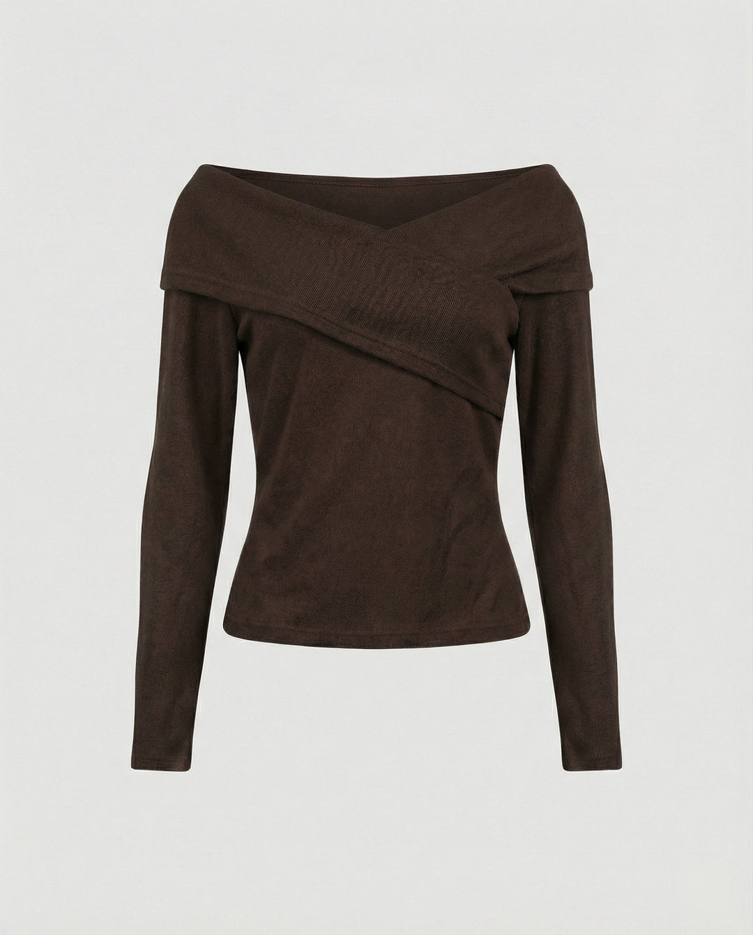 French V-neck long sleeve shirt women slim fit stretch top