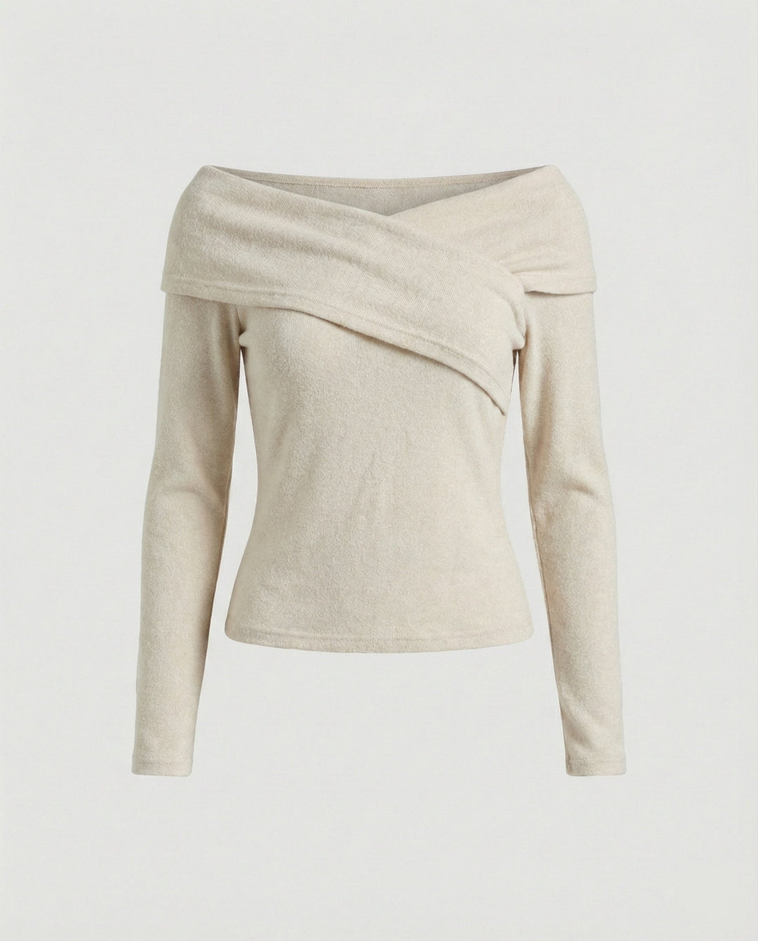 French V-neck long sleeve shirt women slim fit stretch top