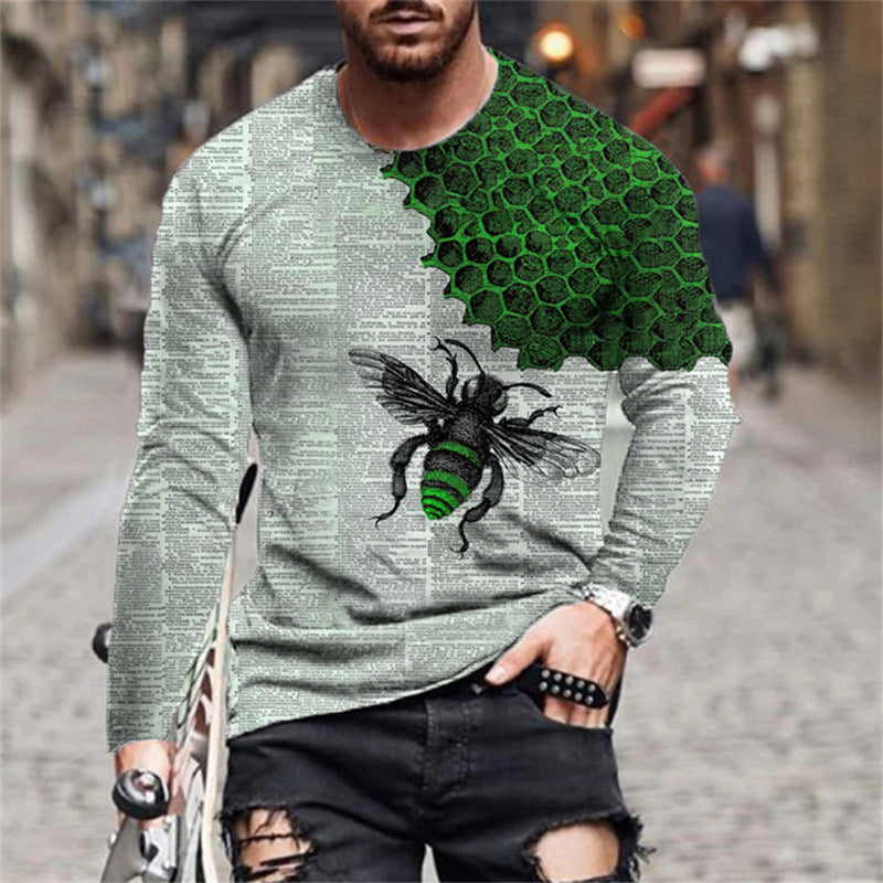Men's long sleeve shirt with creative bee and honeycomb pattern Lune London