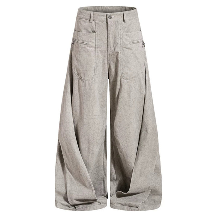 Women Wide Draped Culotte Cargo Pants with High Waist and Zip Pockets Amarae