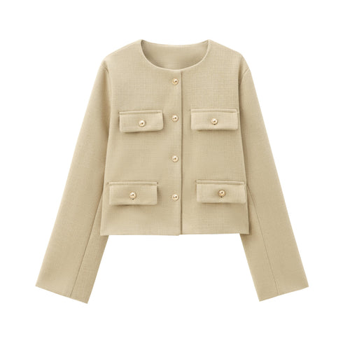 Transitional jacket for ladies with classic button details and practical flap pockets Amarae