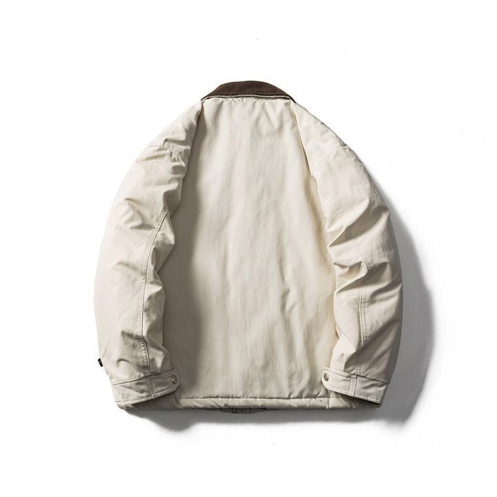 Unisex Padded Boxy Field Jacket with Cord Collar, Flap Pockets and Drawstring Amarae