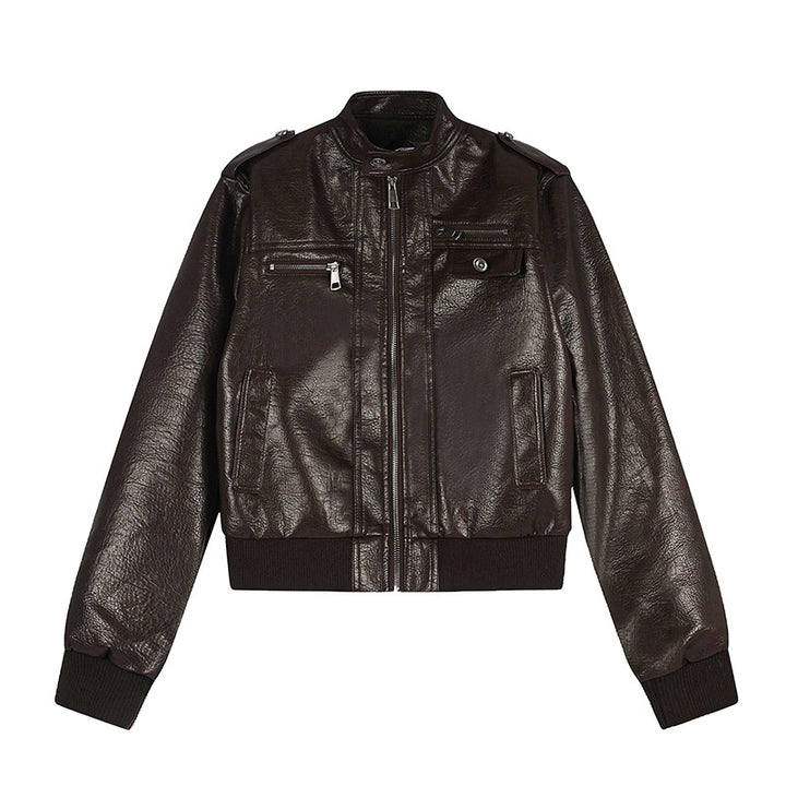 Men's Leather Look Bomber Jacket Amarae