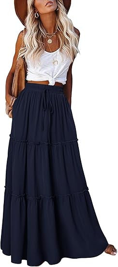 Jupe maxi aérienne pour femmes avec détails de volants Chic & Stil