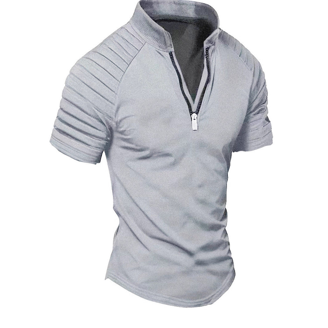 Short Sleeve Sports T-Shirt for Men with Structured Zipper Lune London