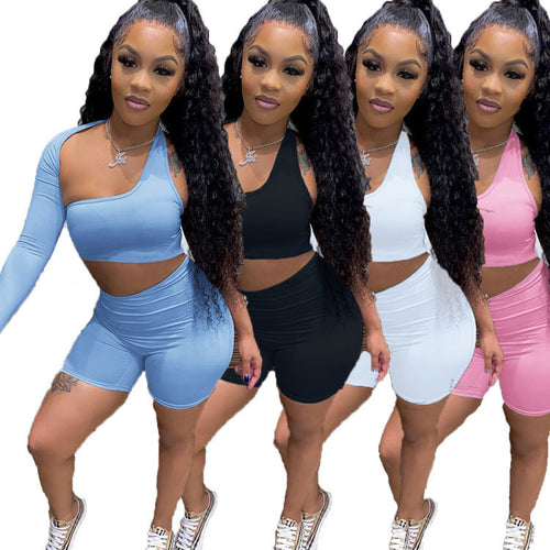 Women asymmetrical one-shoulder activewear set Amarae