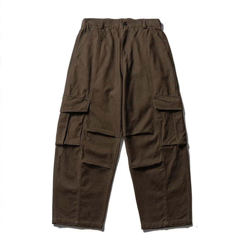 Men's Wide Utility Cargo Pants in Baggy Cut with Multiple Pockets and Reinforced Knee Areas Amarae