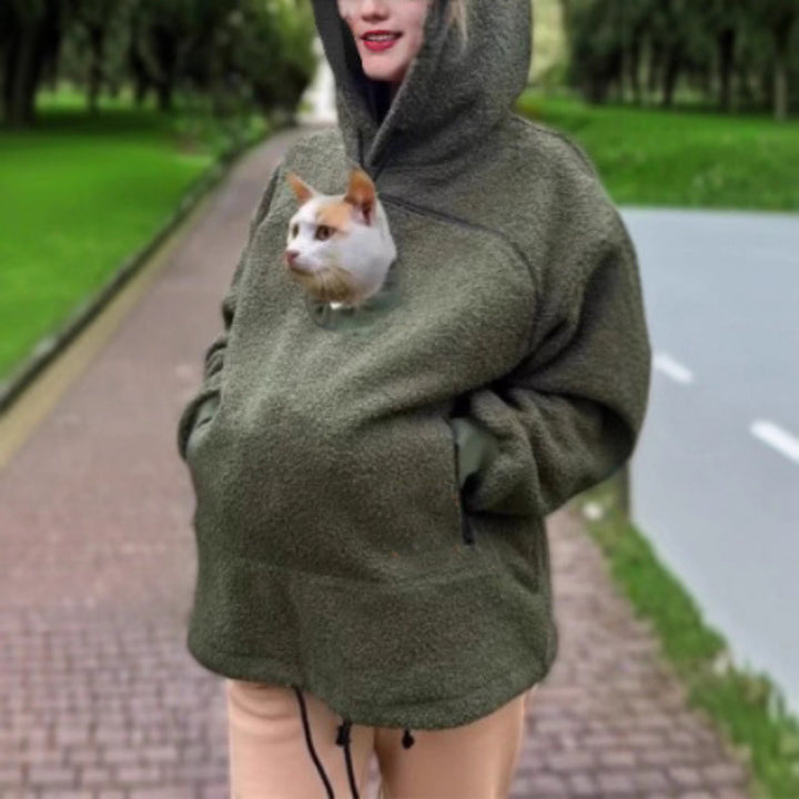 Women’s hoodie with integrated cat cave and extra soft fleece Amarae