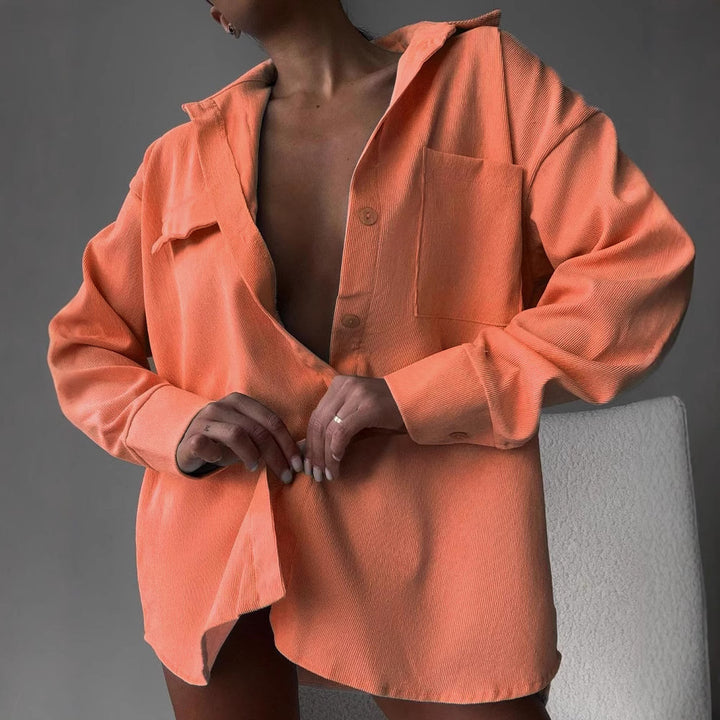 Casual shirt jacket for women in soft textured material Amarae