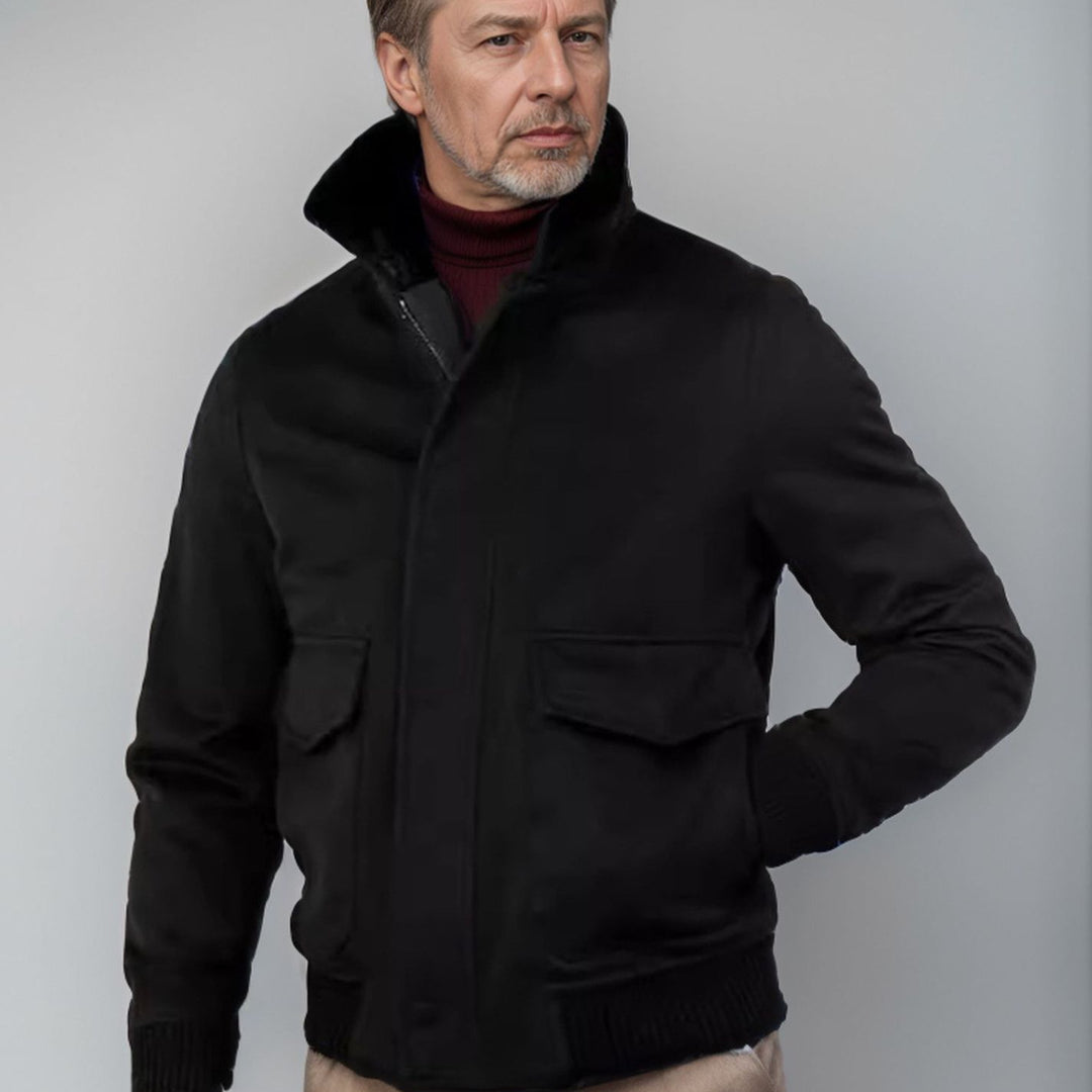 Elegant short jacket for men with faux fur collar and practical pockets Lune London