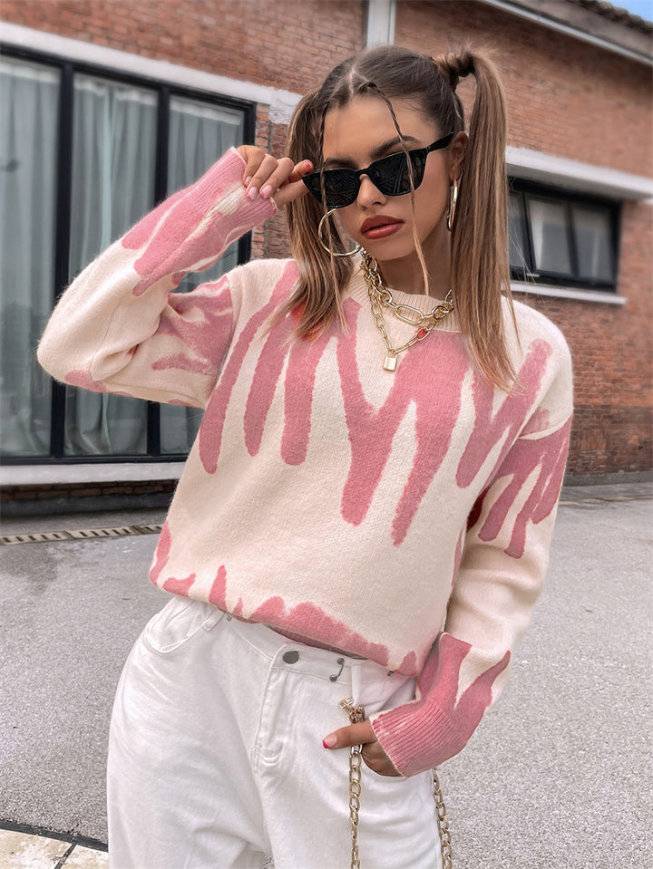 Ladies modern knitted sweater with dynamic graphic design Lune London