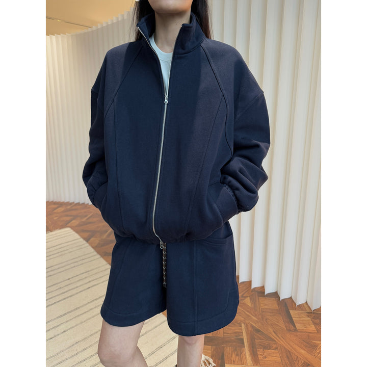 Women's Lounge Set consisting of sweatshirt with stand-up collar and drawstring shorts Amarae