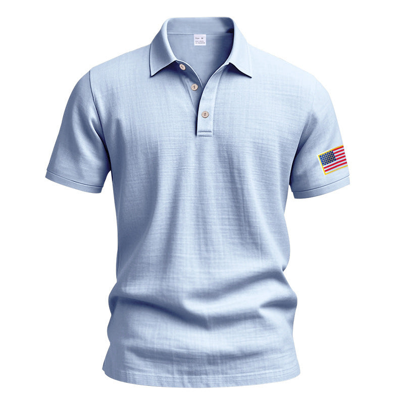 Men's sporty polo with American flag pattern and moisture-wicking technology Lune London