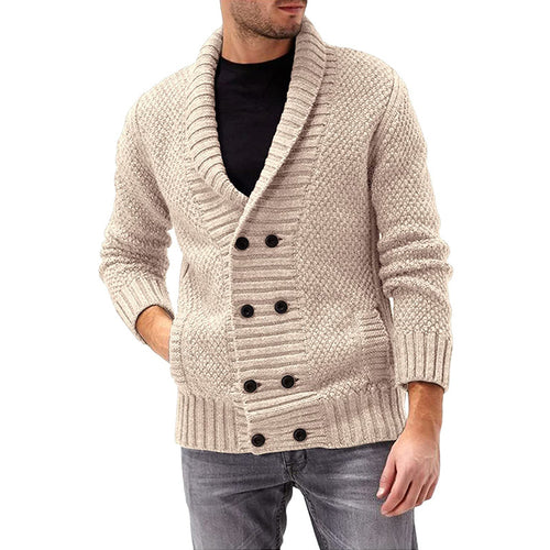 Men's knit jacket with double-breasted buttons and textured design Amarae