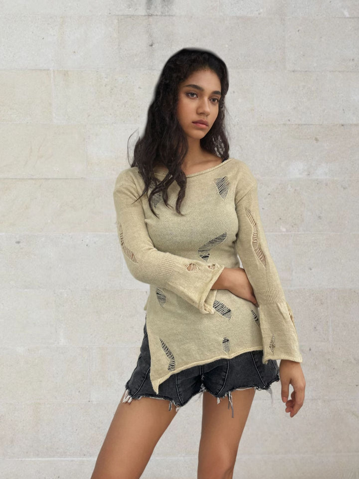 Ladies casual sweater with openwork patterns Lune London
