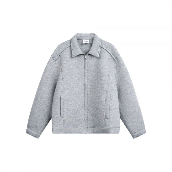 Unisex Boxy-Zip-Sweat jacket with shirt collar, concealed seams, and slit pockets Amarae