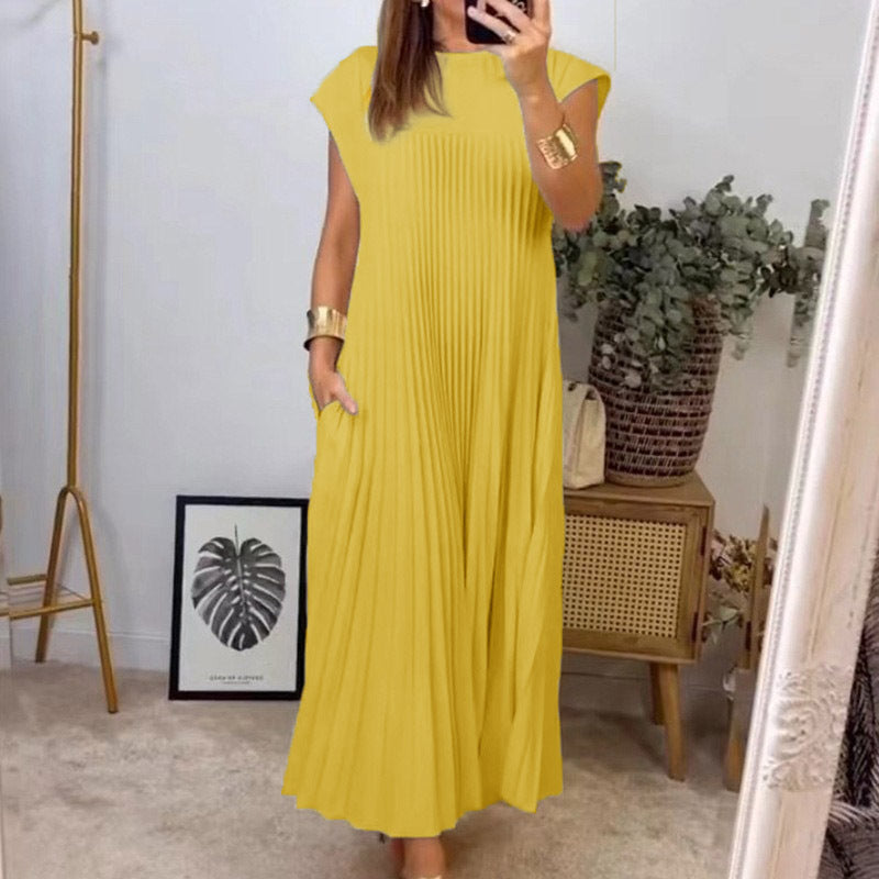 Robe maxi plissée élégante pour dames avec poches pratiques Chic & Stil