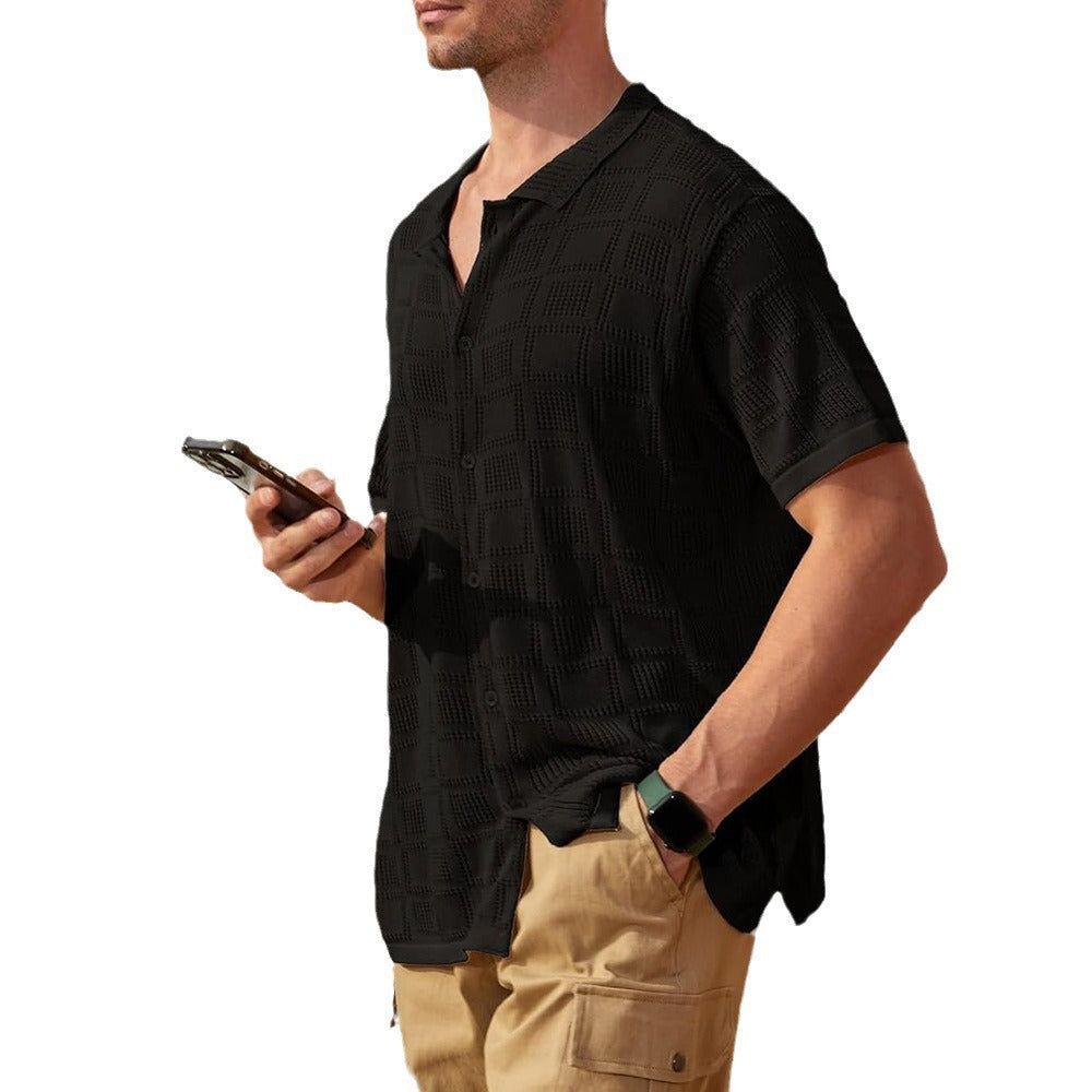 Casual short-sleeve shirt for men with textured pattern Amarae