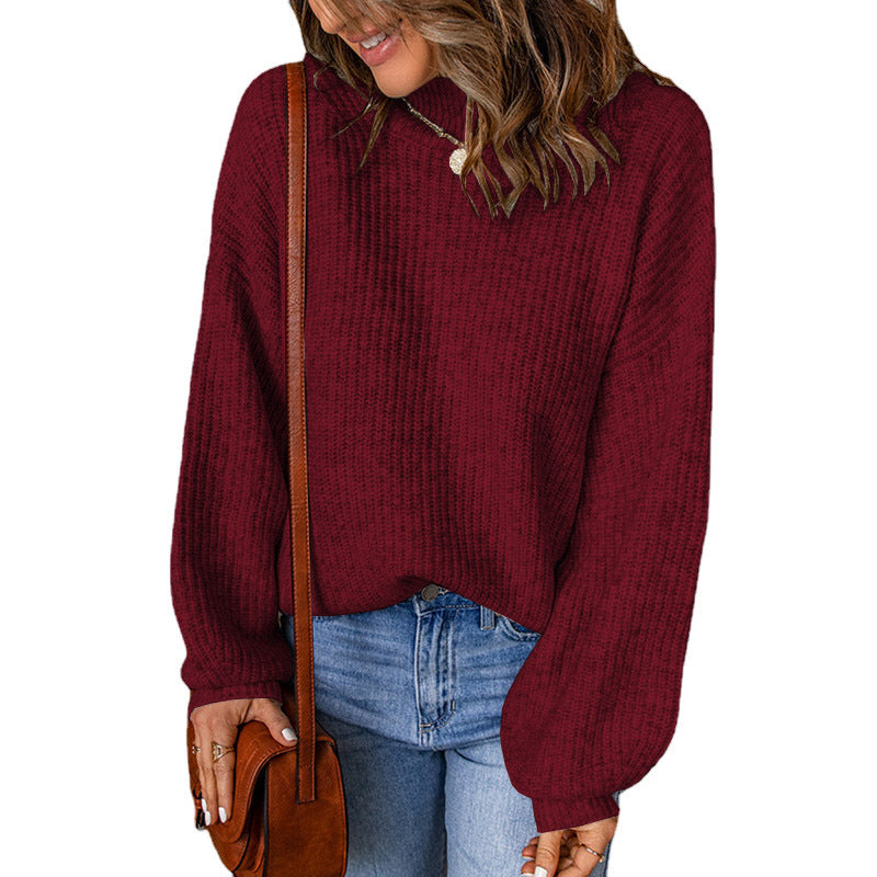 Oversized sweater for women with textured pattern and high collar Lune London