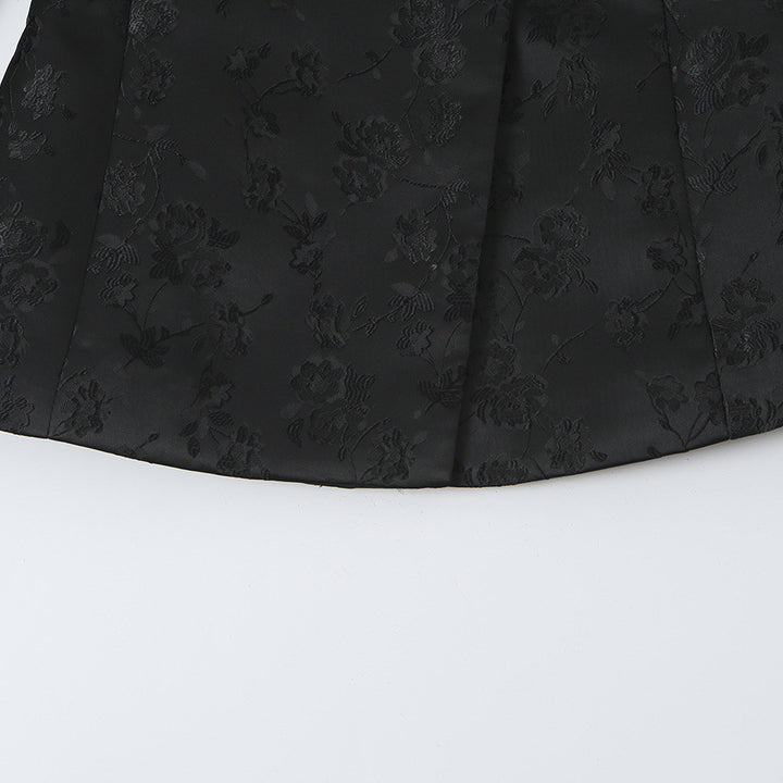 Women's Tailored Jacquard Blazer Jacket with Mandarin Collar and Decorative Knot Closure Amarae