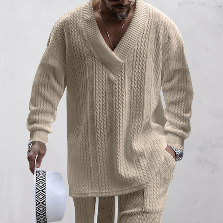 Men's knit sweater with V-neck from Lune London