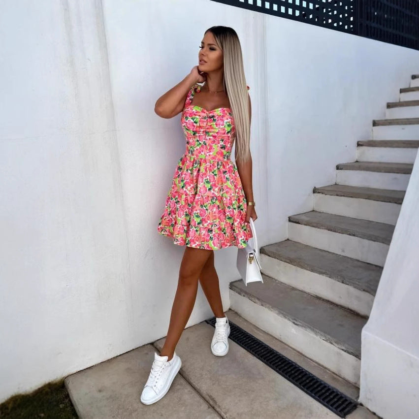 Chic and stylish flounce mini flower dress for women 1751507421