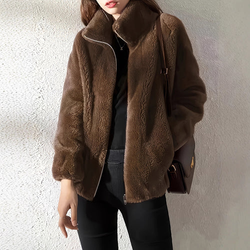 Veste en polaire pour femmes avec col montant et fermeture éclair pratique Chic & Stil