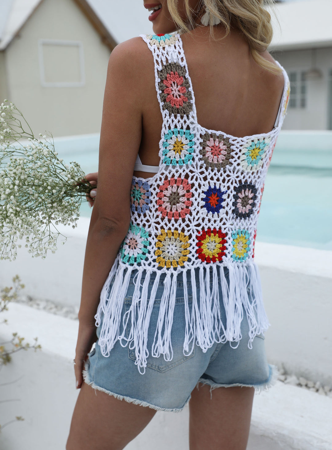 Top à franges en crochet pour dames Lune London