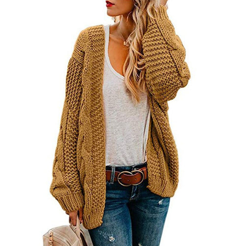 Cardigan en tricot épais pour femmes avec un élégant motif en torsades et une coupe décontractée Chic & Stil