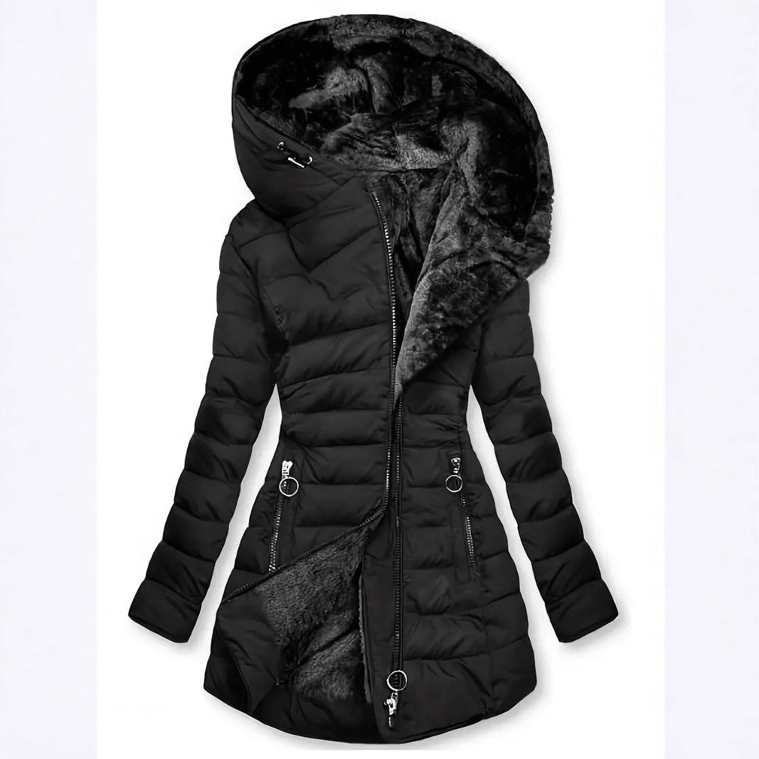 Ladies long winter coat with soft inner lining Lune London