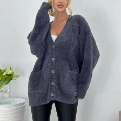 Ladies cardigan in cozy viscose with applied pockets Amarae