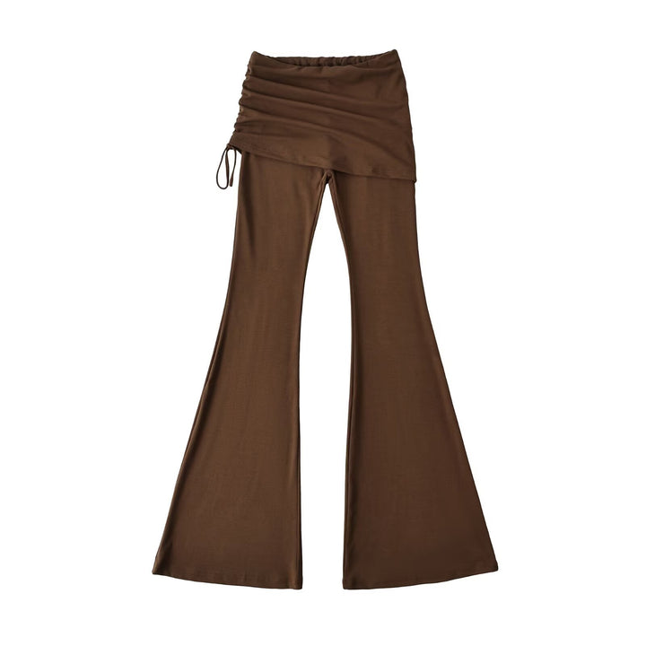 Women’s flared trousers with integrated mini skirt overlay and drawstring Amarae