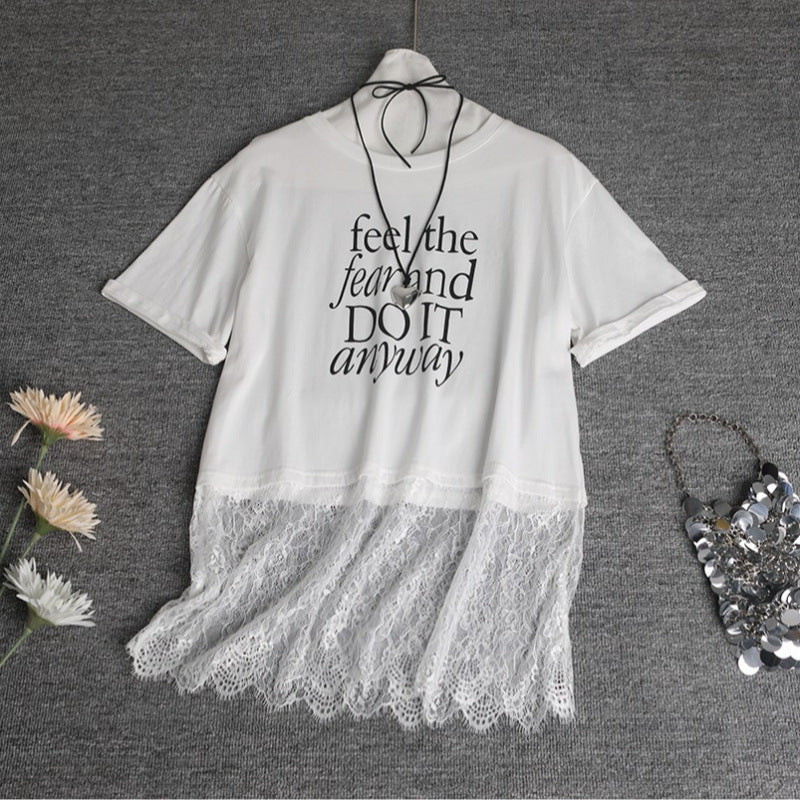 Lace Overlay T-shirt Trendy Women Lune London