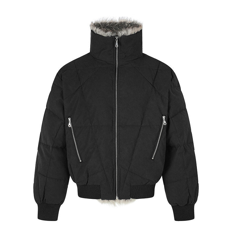 Women's quilted bomber jacket with faux fur trim, high stand-up collar and diagonal zip pockets Amarae
