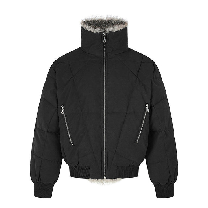 Women's quilted bomber jacket with faux fur trim, high stand-up collar and diagonal zip pockets Amarae