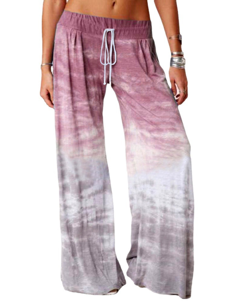 Ladies wide batik pants with drawstring, pleats, and side pockets Amarae