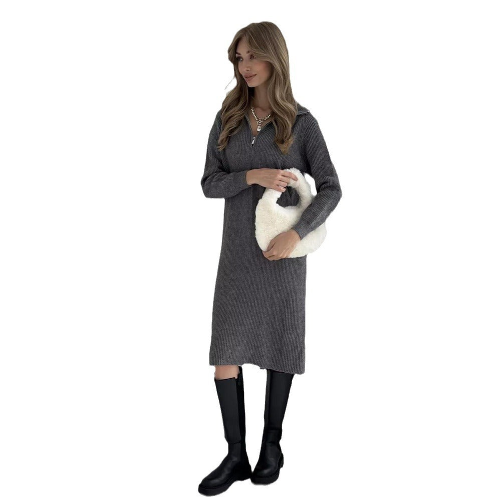 Robe tricotée pour femmes avec col montant et fermeture éclair Chic & Stil