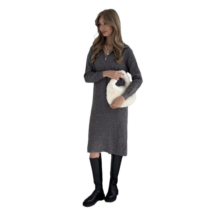 Robe tricotée pour femmes avec col montant et fermeture éclair Chic & Stil