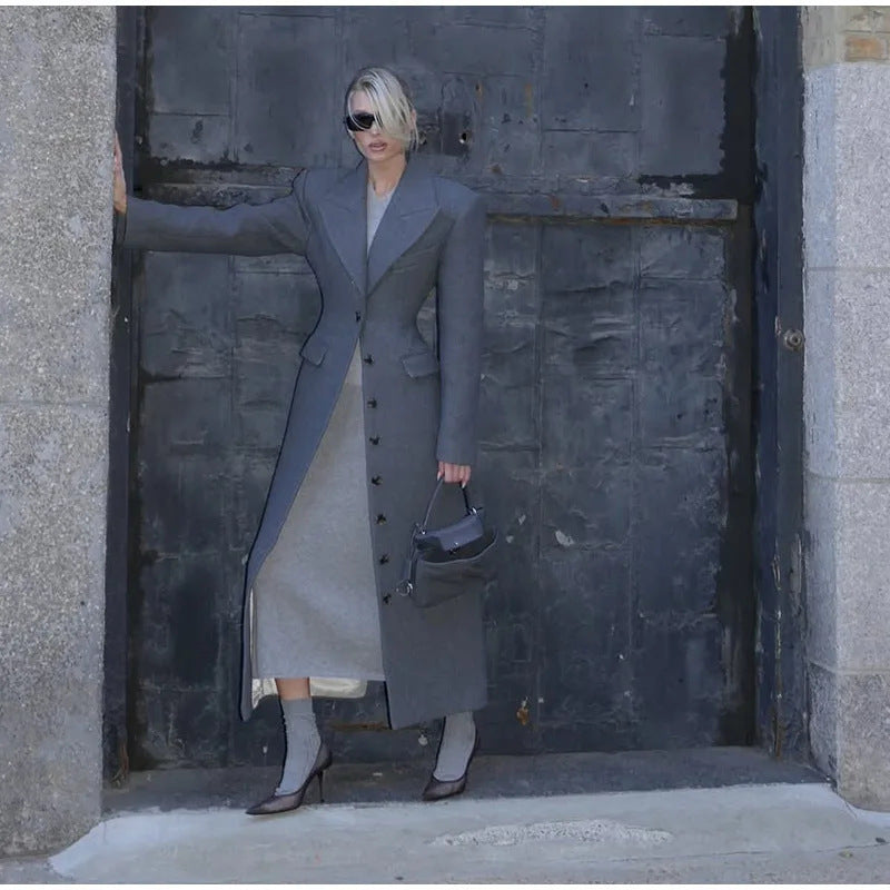 Women's Wool Coat with Elegant Fit and Decorative Button Details Amarae